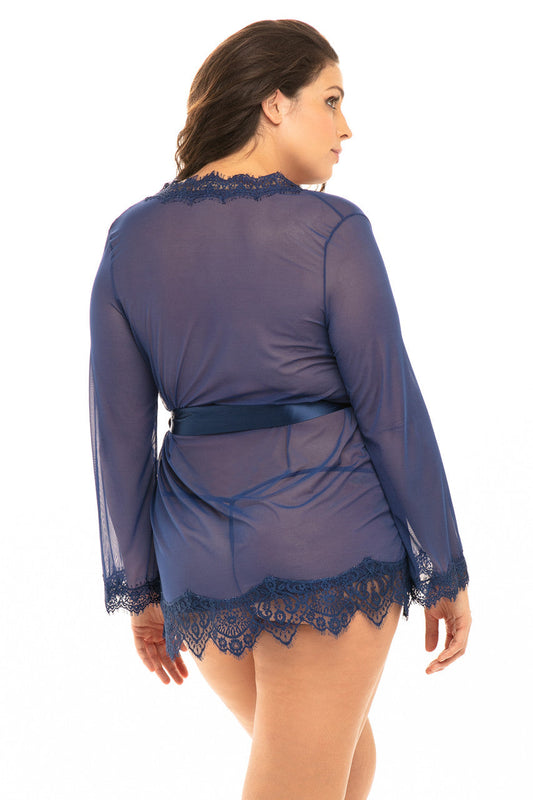 Provence Sheer Short Robe - Estate Blue
