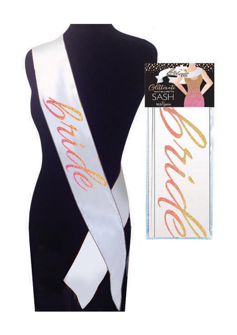 Bride Sash - White/Rose Gold