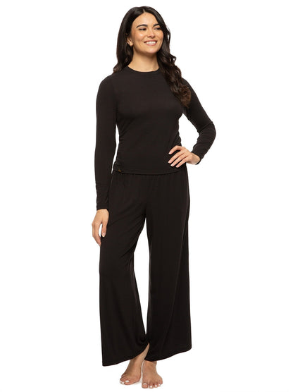 Lena Modal Linen Blend Set - Black