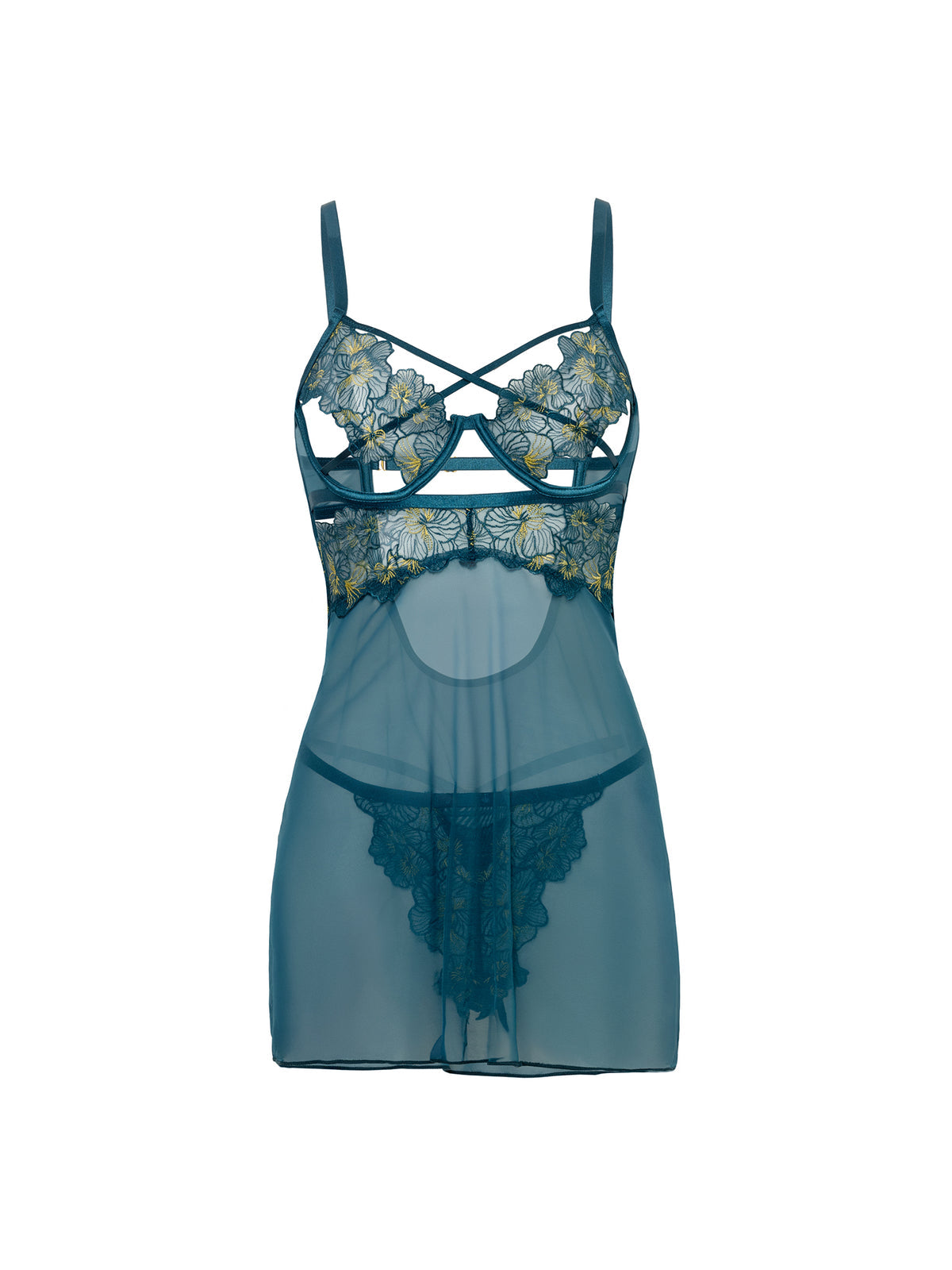 Daphne Underwire Caged Cups Babydoll Set