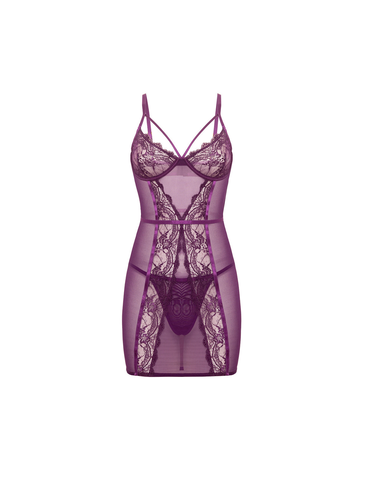 Denise Sheer Lace Babydoll Dress