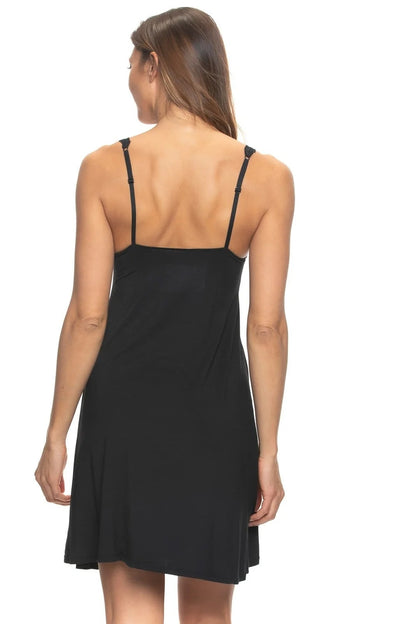 Silky Soft Micro Modal Lace Chemise - Black