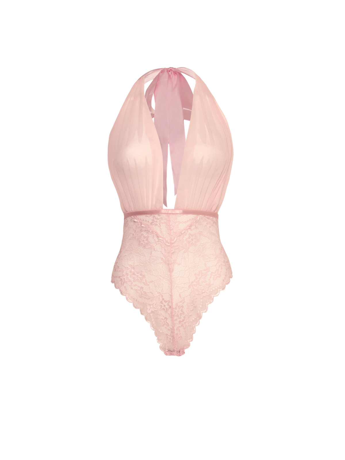 Aria Plunge Halter Teddy - Pink Tulle