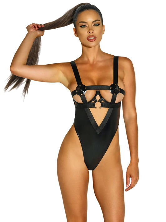 Erotic Open Cup Teddy - Black