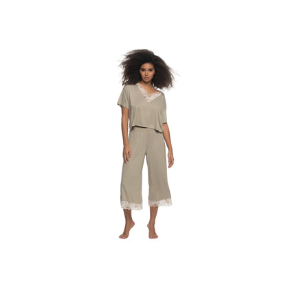 Amelie Vintage Lace Cropped Tee and Pants - Abby Stone