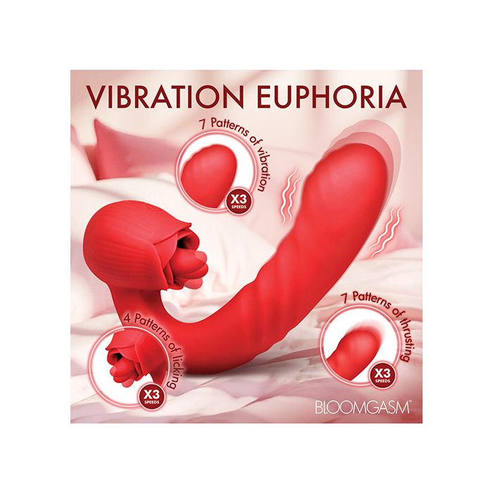 Thrusting & Licking Rose Vibrator