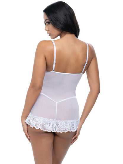 Valentine Lacey Babydoll w/G-String - White